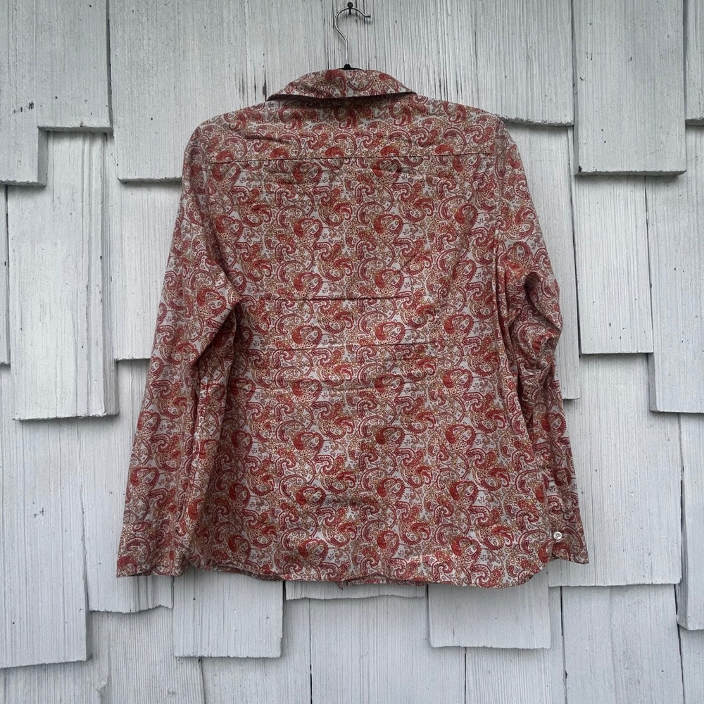 Pendleton Womens XL Orange Paisley Cotton Button Down Long Sleeve Shirt Pocket - Picture 7 of 8